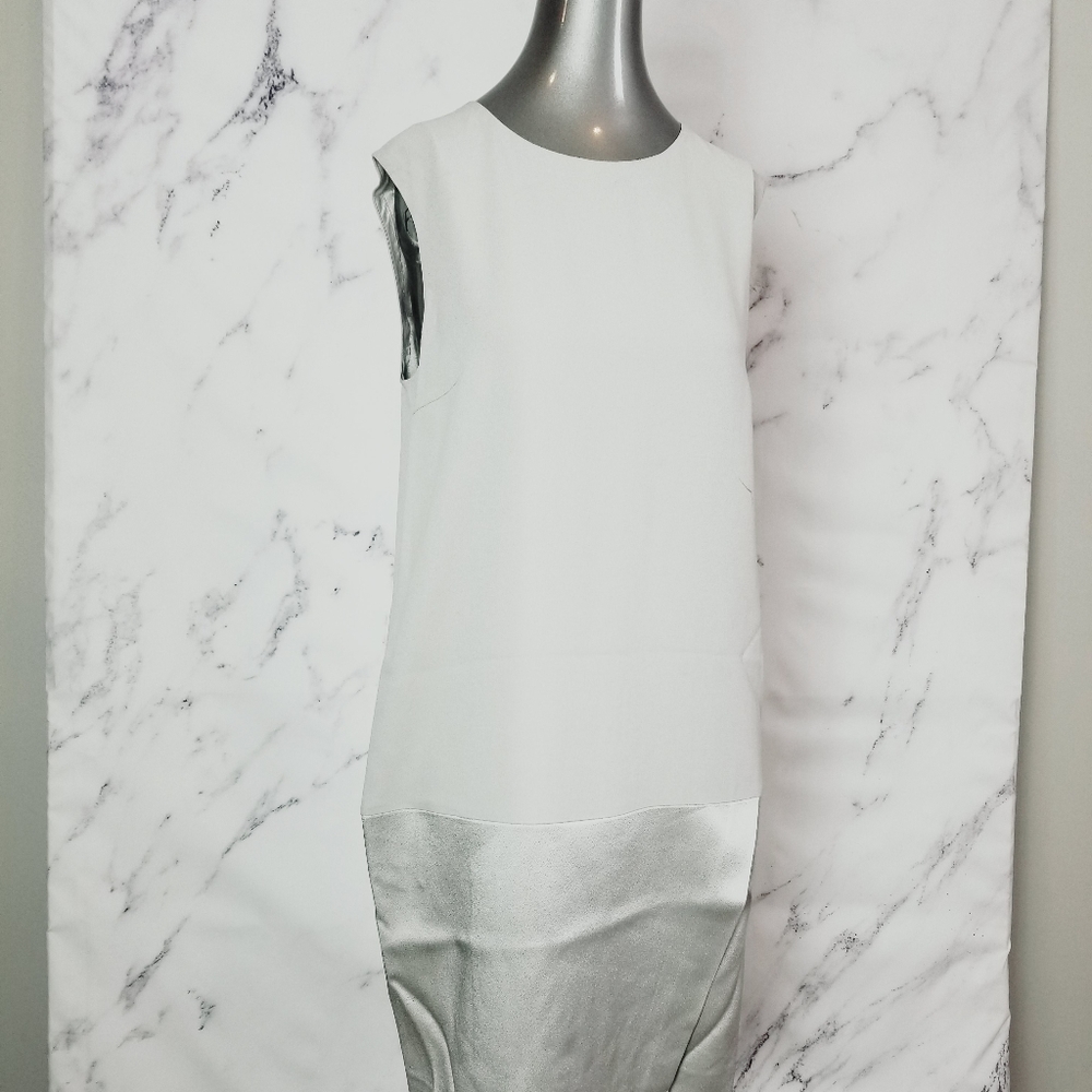 ANTONELLI Silver/Grey Sleeveless Dress, Made in Italy, US 8